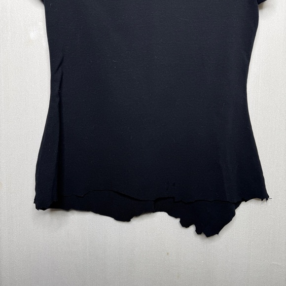 KILLSTAR / black skull crossbones DIY distressed short sleeve polo top / M - Picture 6 of 8